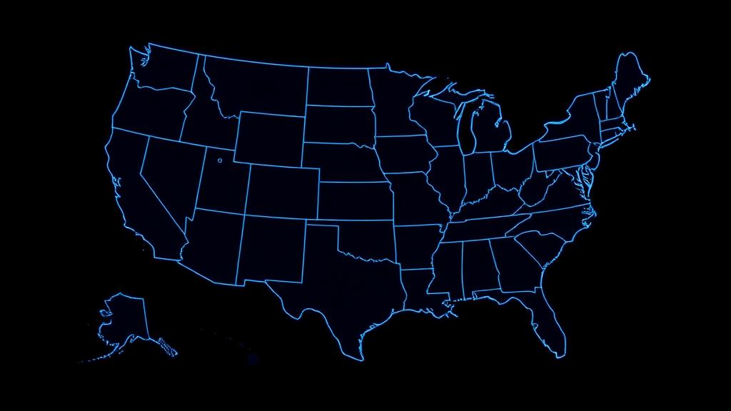 Illuminated map of United States jurisdictional boundaries
