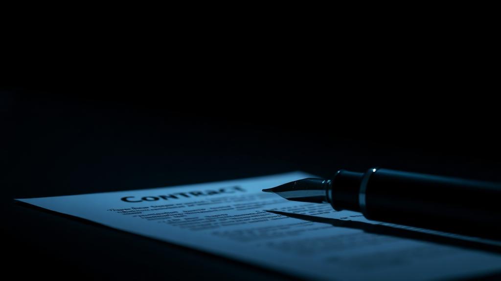 Signed contract document with a fountain pen