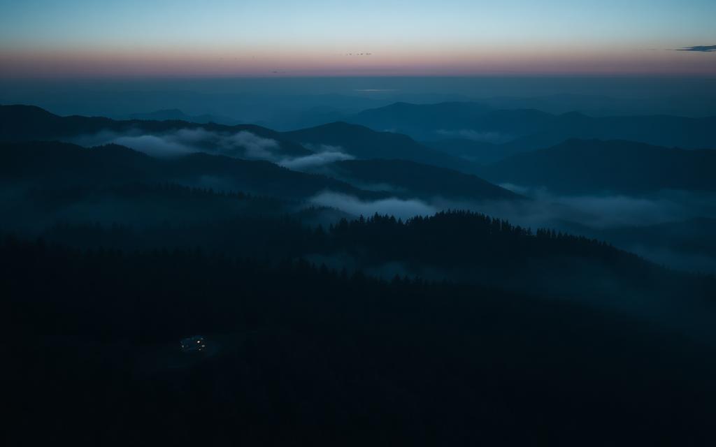 Alabama — Layered forested ridges under morning mist